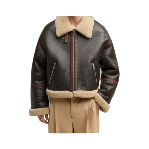 Long-Sleeved Leather Jacket