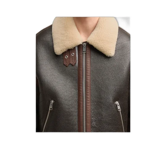 Long-Sleeved Leather Jacket