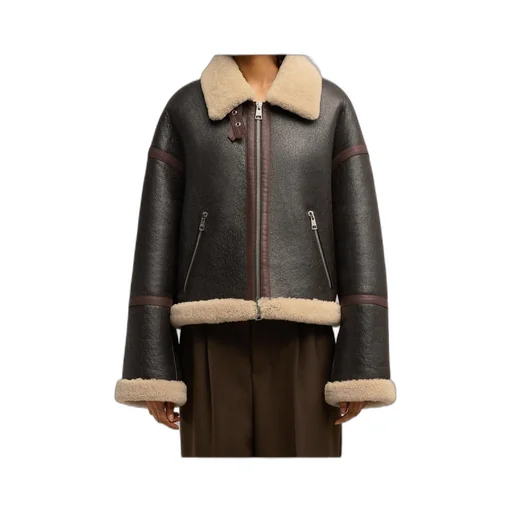 Long-Sleeved Leather Jacket