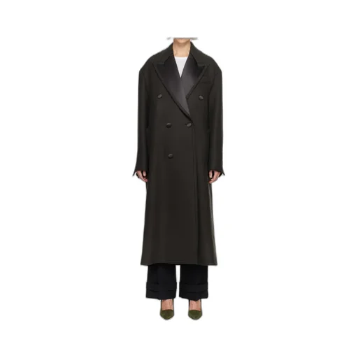 Wool Pleated Double-Breasted Coat