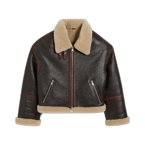 Long-Sleeved Leather Jacket