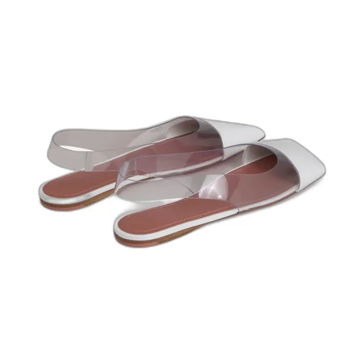Glass Slingback Patent Transparent Pvc-White