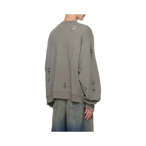 Logo Printed Distressed Sweatshirt