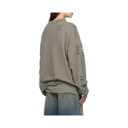 Logo Printed Distressed Sweatshirt