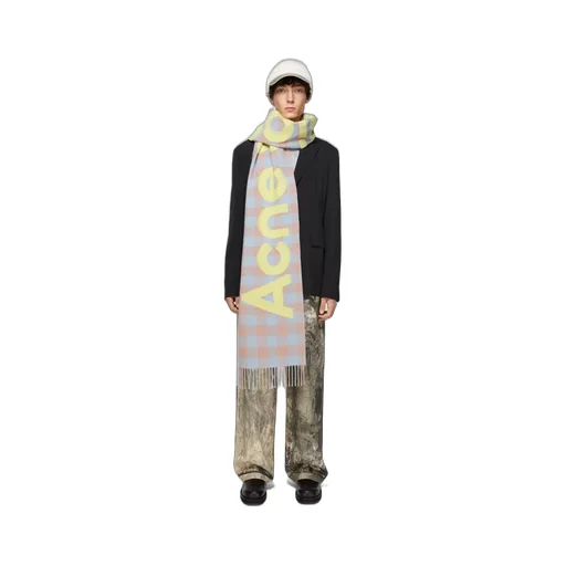 Checkered Logo Detailed Scarf