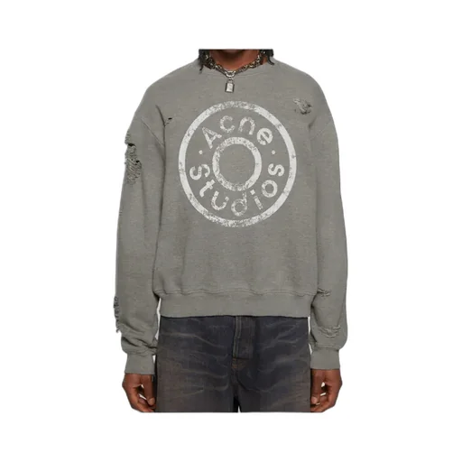 Logo Printed Distressed Sweatshirt
