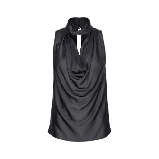 Crinkle Draped Satin Top