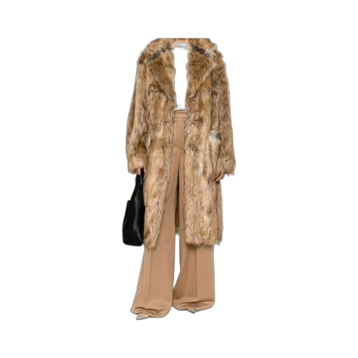 Button-Fastening Faux-Fur Coat