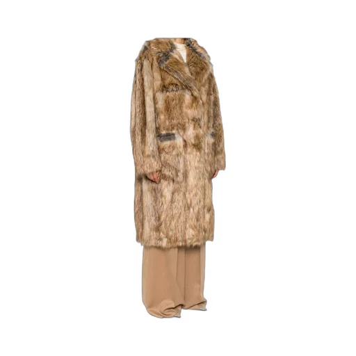Button-Fastening Faux-Fur Coat