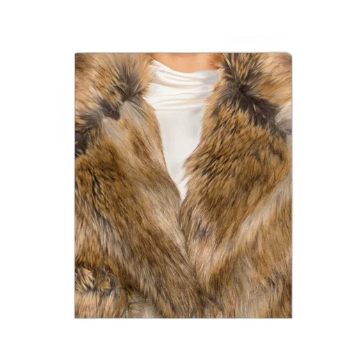 Button-Fastening Faux-Fur Coat