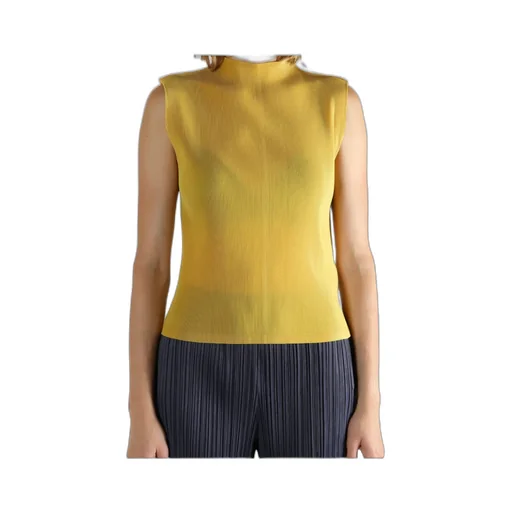 Pleated Mock-Neck Top