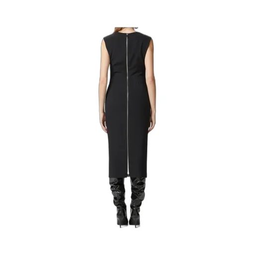 Zipped Crepe Midi Dress