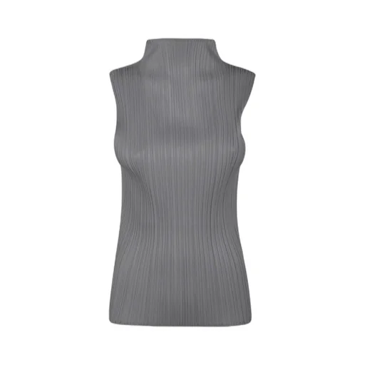 Pleated High-Neck Top