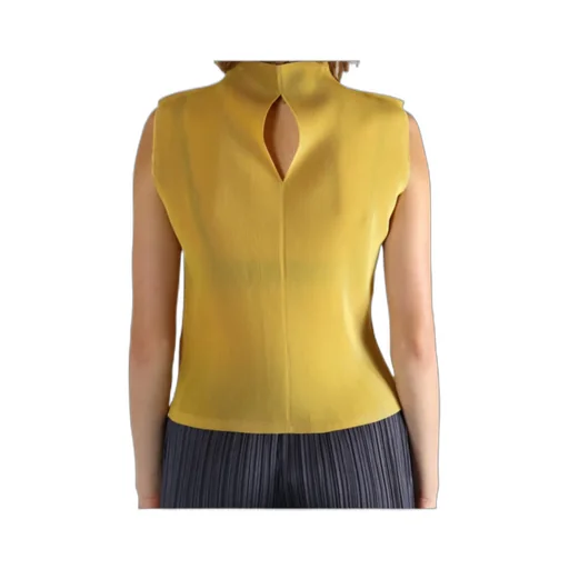 Pleated Mock-Neck Top