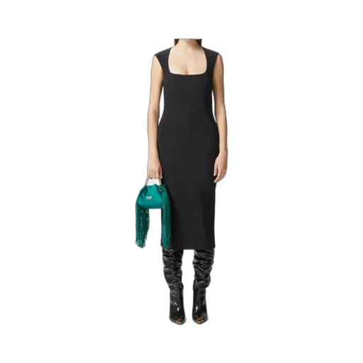 Zipped Crepe Midi Dress
