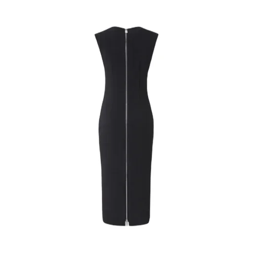 Zipped Crepe Midi Dress