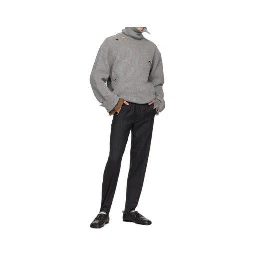 Wool Striped Stirrup Pants