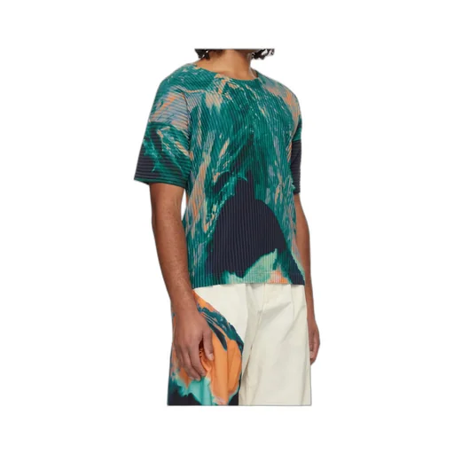Agate-Print Pleated T-Shirt