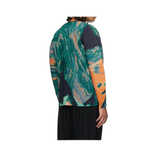 Pleated Polyester Knitted Cardigan