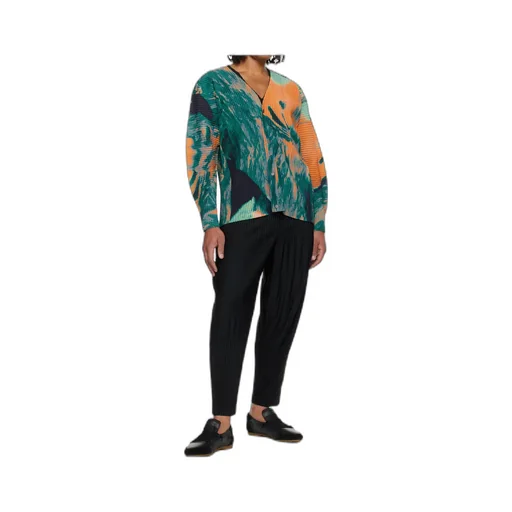Pleated Polyester Knitted Cardigan