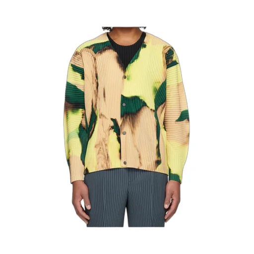 Pleated Polyester Knitted Cardigan