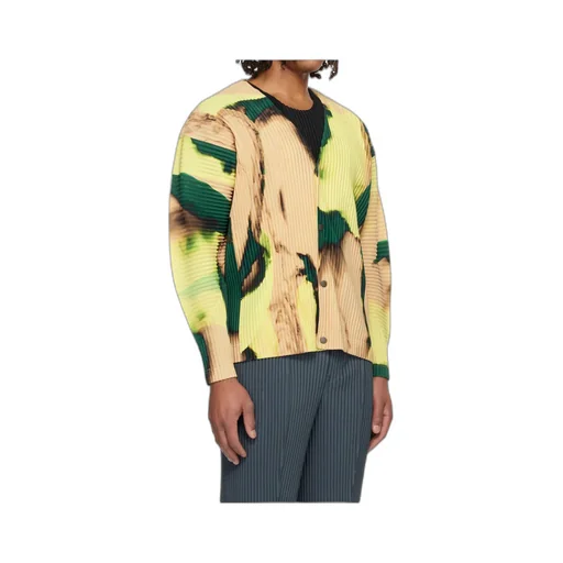 Pleated Polyester Knitted Cardigan