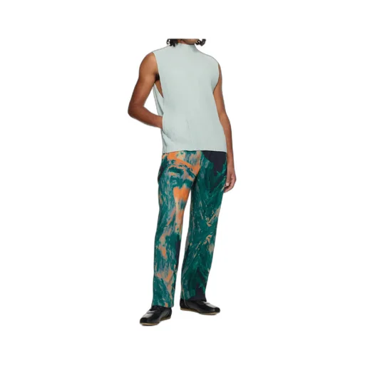 Pleated Polyester Knit Trousers