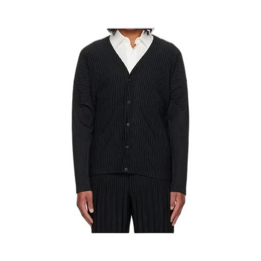 Pleated Knit Cardigan