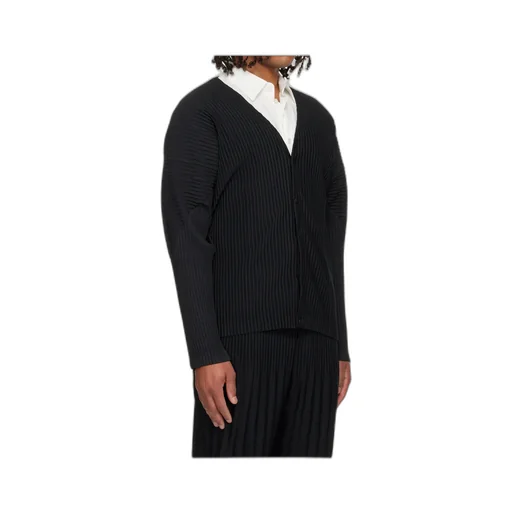 Pleated Knit Cardigan