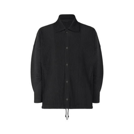 Pleated Button-Up Shirt