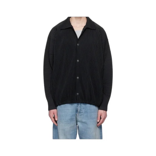 Pleated Button-Up Shirt