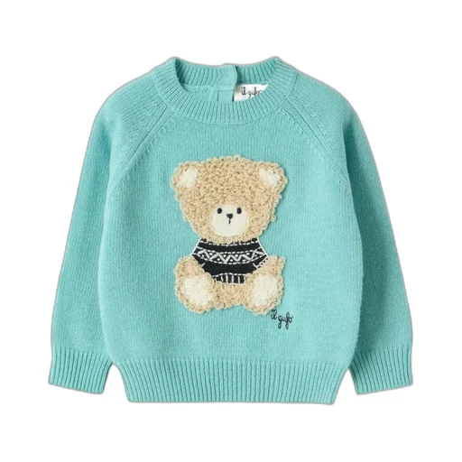Bear-Appliqué Crew-Neck Sweater