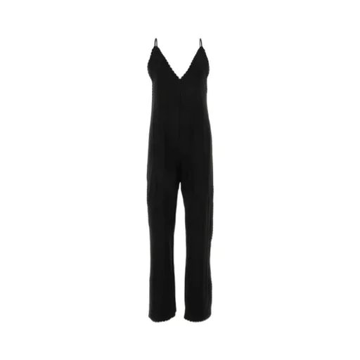 V-Neck Scallop-Edge Jumpsuit