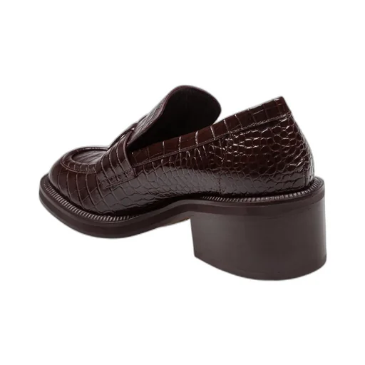 Tylor Crocodile-Effect Leather Loafer Pumps