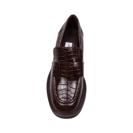 Tylor Crocodile-Effect Leather Loafer Pumps