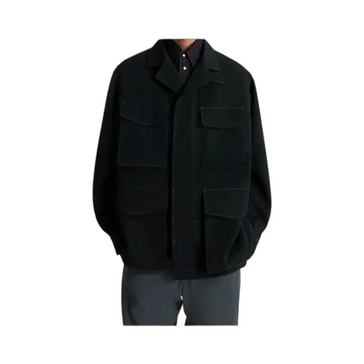 Long-Sleeved Buttoned-Cuff Pocket Overshirt