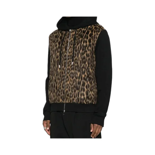 Zip-Up Hoodie With Leopard Print