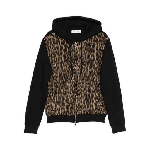 Zip-Up Hoodie With Leopard Print