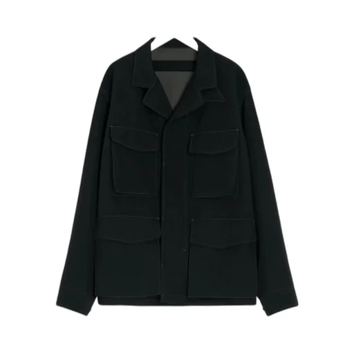 Long-Sleeved Buttoned-Cuff Pocket Overshirt