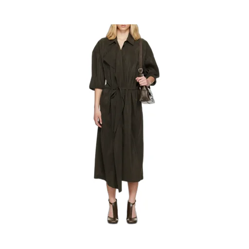 Asymmetric Tied Waist Maxi Shirt Dress