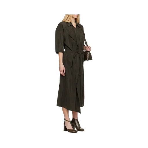 Asymmetric Tied Waist Maxi Shirt Dress