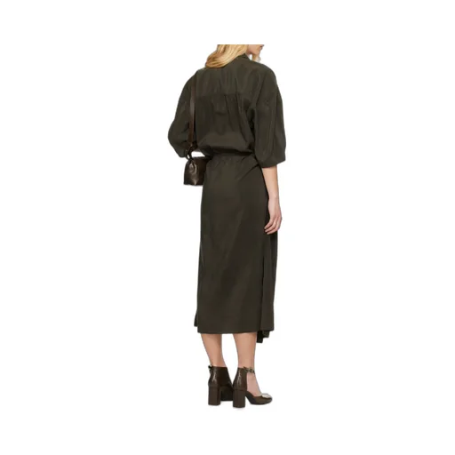 Asymmetric Tied Waist Maxi Shirt Dress