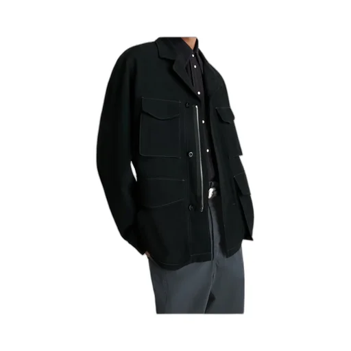 Long-Sleeved Buttoned-Cuff Pocket Overshirt