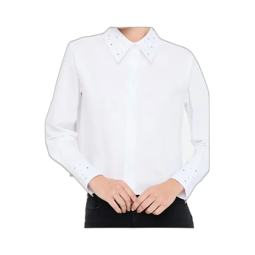 Rhinestone-Embellished Collar Shirt
