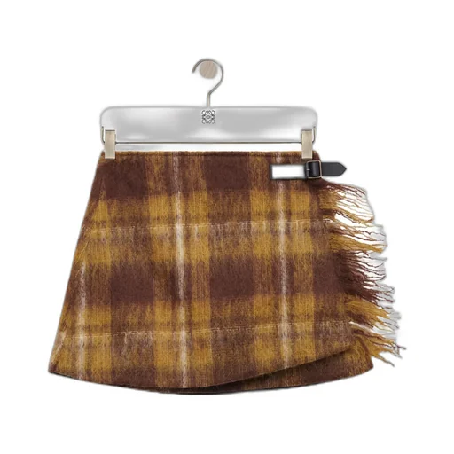Plaid Fringed Mini Skirt