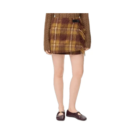 Plaid Fringed Mini Skirt
