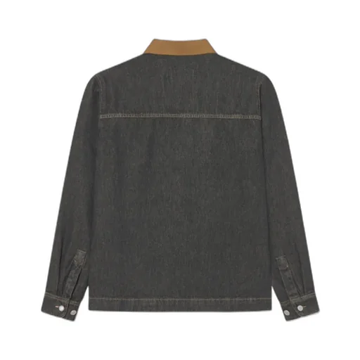Contrast-Collar Denim Shirt Jacket