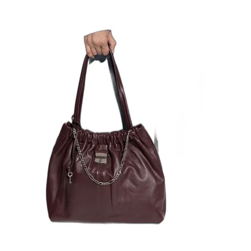 Chain-Embellished Shoulder Bag