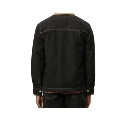 Contrast-Collar Denim Shirt Jacket