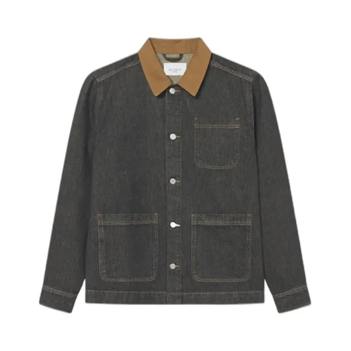 Contrast-Collar Denim Shirt Jacket
